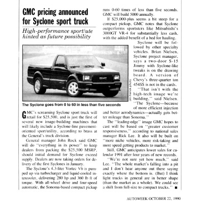 Pricing Announced for the GMC Syclone Sport Truck