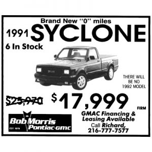 Read more about the article Bob Morris Pontiac GMC Truck $17,999 Syclone