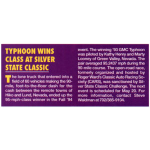 Read more about the article Typhoon Wins Class at Silver State Classic